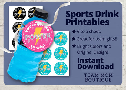 Team Printables | Team Gift Ideas | You've Got the Power | Drink Tag Printable