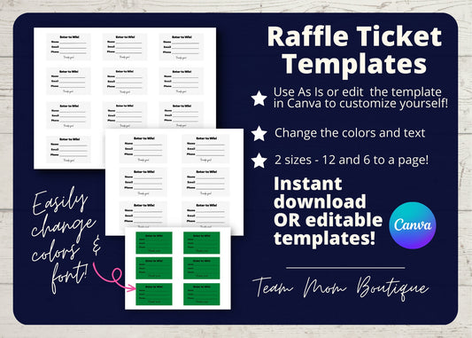 Raffle Ticket Template | Editable Raffle TicketTemplate | Sports Fundraiser Ticket