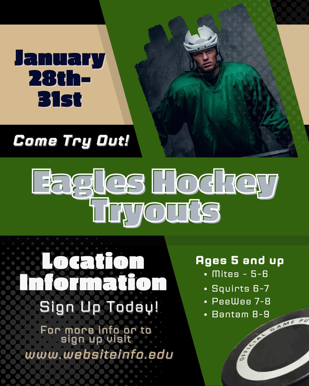 Hockey Flyer Template| Editable Hockey Template | Canva Template| Hockey Game Day Template