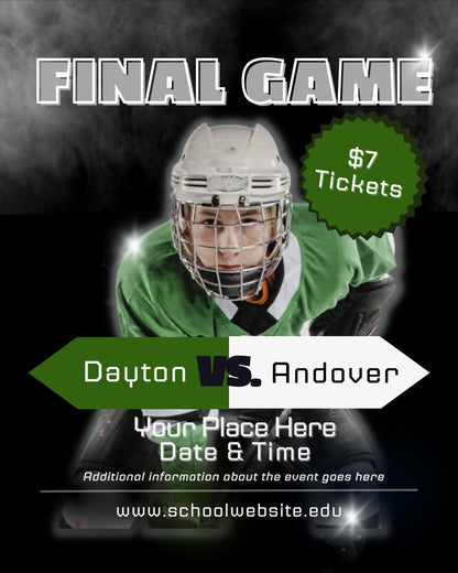 Hockey Flyer Template| Editable Hockey Template | Canva Template| Hockey Game Day Template