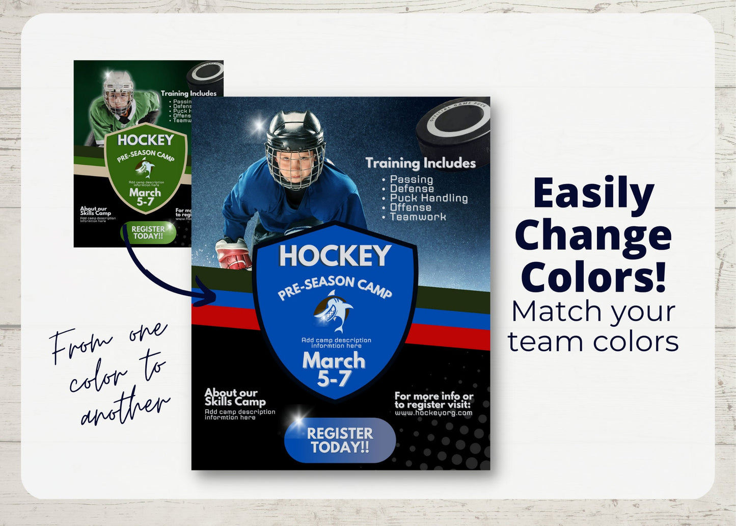 Hockey Flyer Template| Editable Hockey Template | Canva Template| Hockey Game Day Template