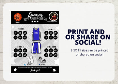 Basketball Fundraiser | Sponsor My Uniform |  Basketball Team Ideas