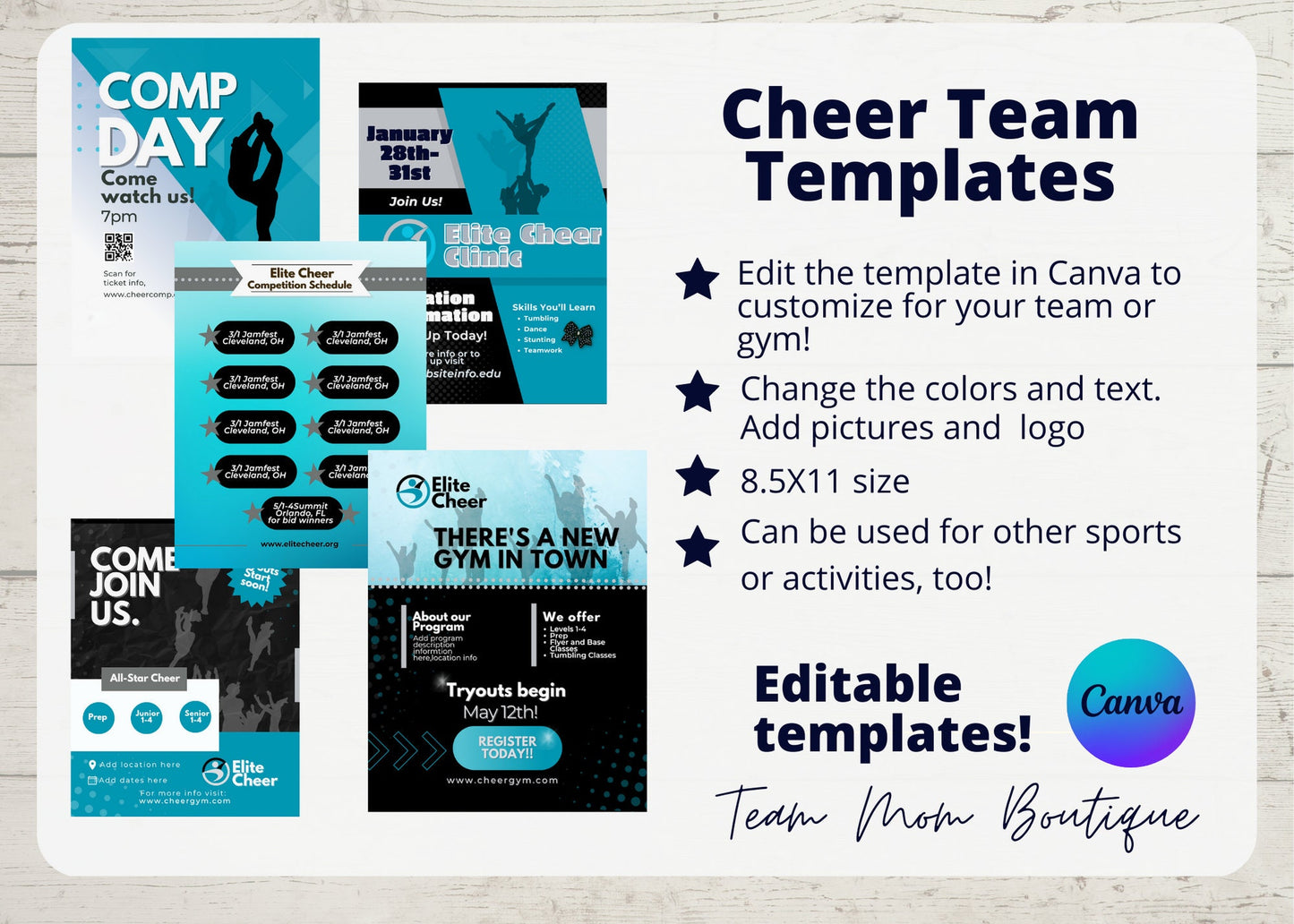 Cheer Team Templates| Editable Cheer FlyerTemplate | Canva Template| Cheer Comp Day Template