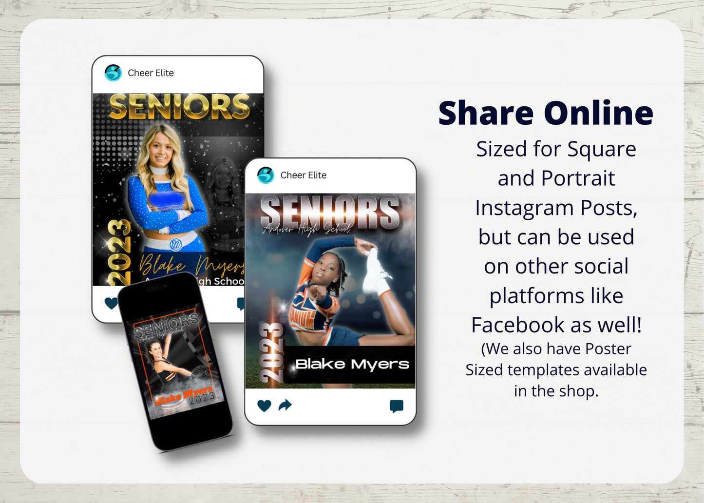 Cheer Senior Instagram Template | Cheer Senior Social Media Templates | Canva Template| Editable Social Media Template