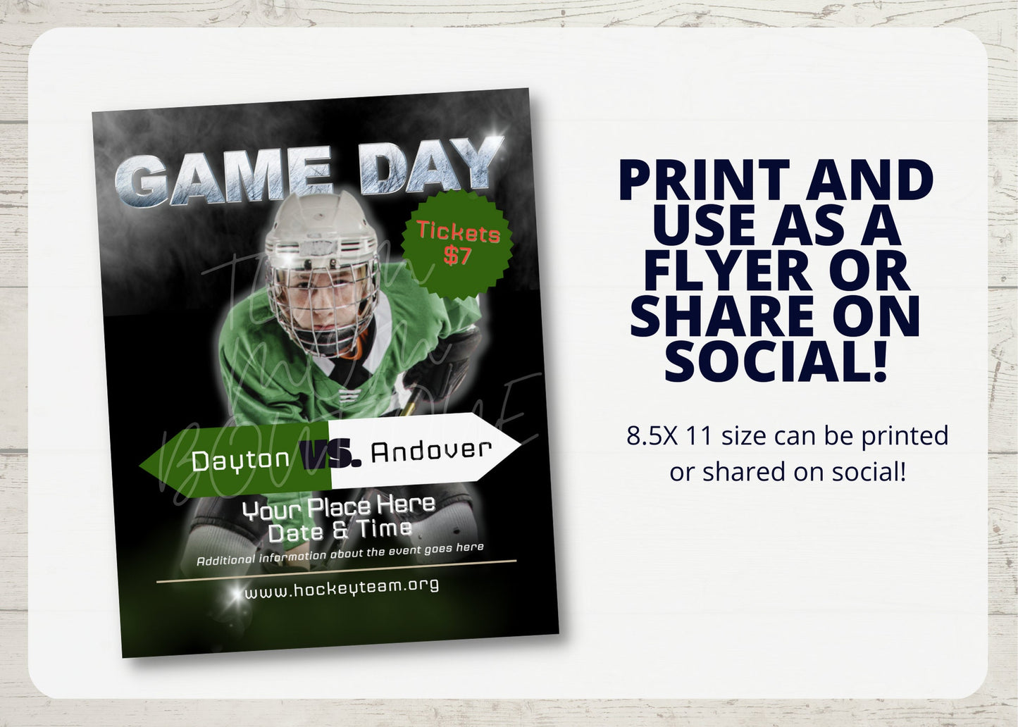 Hockey Flyer Template| Editable Hockey Template | Canva Template| Hockey Game Day Template