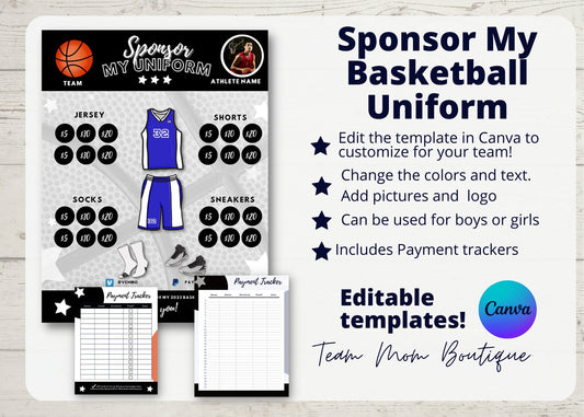 Basketball Fundraiser | Sponsor My Uniform |  Basketball Team Ideas