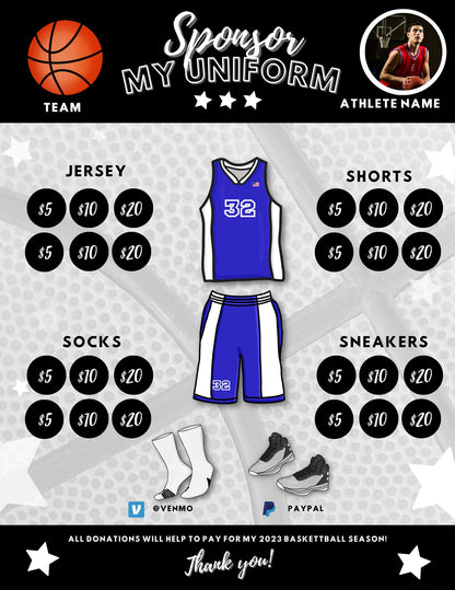 Basketball Fundraiser | Sponsor My Uniform |  Basketball Team Ideas