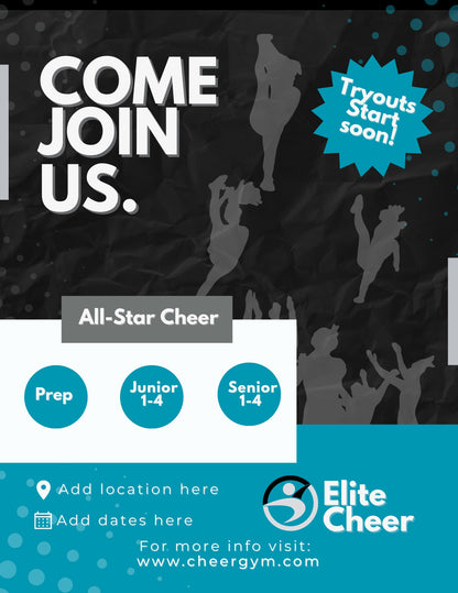 Cheer Team Templates| Editable Cheer FlyerTemplate | Canva Template| Cheer Comp Day Template