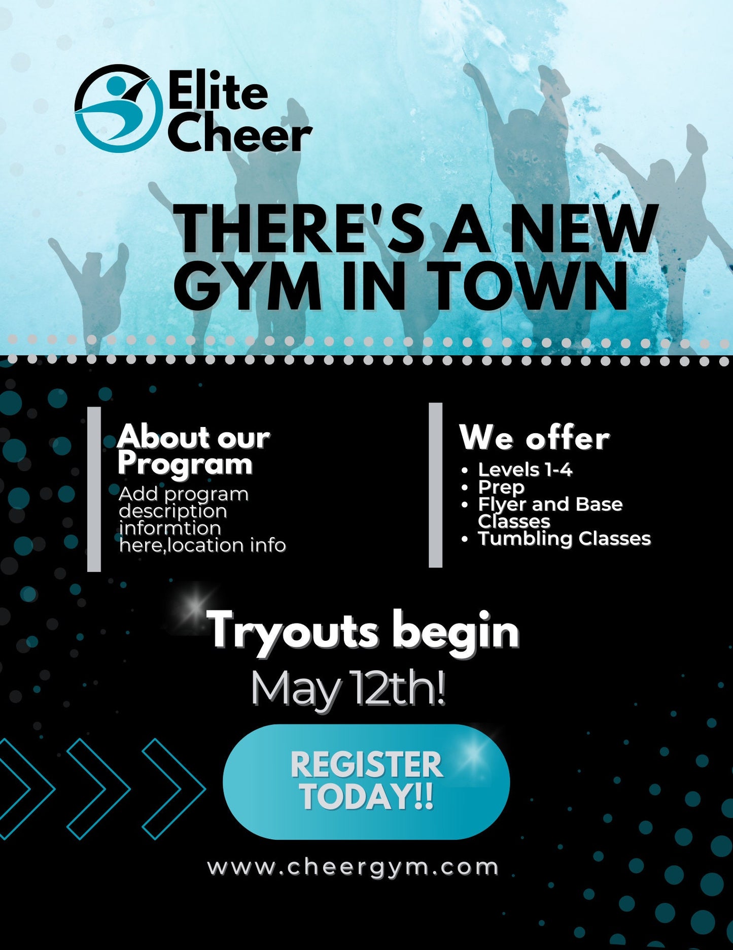 Cheer Team Templates| Editable Cheer FlyerTemplate | Canva Template| Cheer Comp Day Template