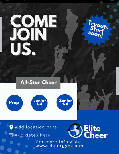 Cheer Team Templates| Editable Cheer FlyerTemplate | Canva Template| Cheer Comp Day Template