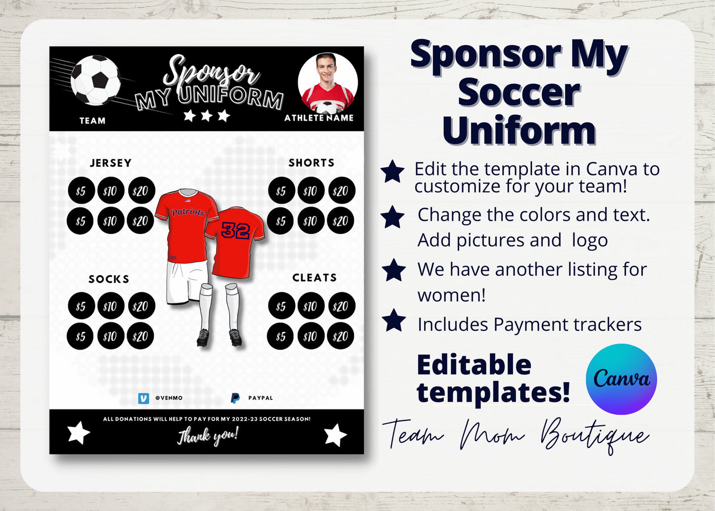 Boy's Soccer Fundraiser | Sponsor My Uniform |  Boy's Soccer Team Ideas