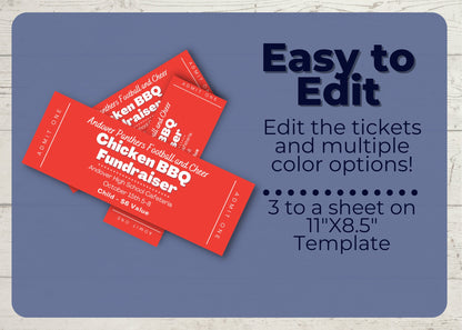 Barbecue Flyer and Ticket Template | Editable Fundraiser Template | Sports Fundraiser | Editable Fundraiser Ticket