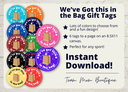 Team Snack Bag Gift Tag - We've Got This in the Bag - Sports Team Motivation - Potato Chip Favor Label - Team Mom Gift