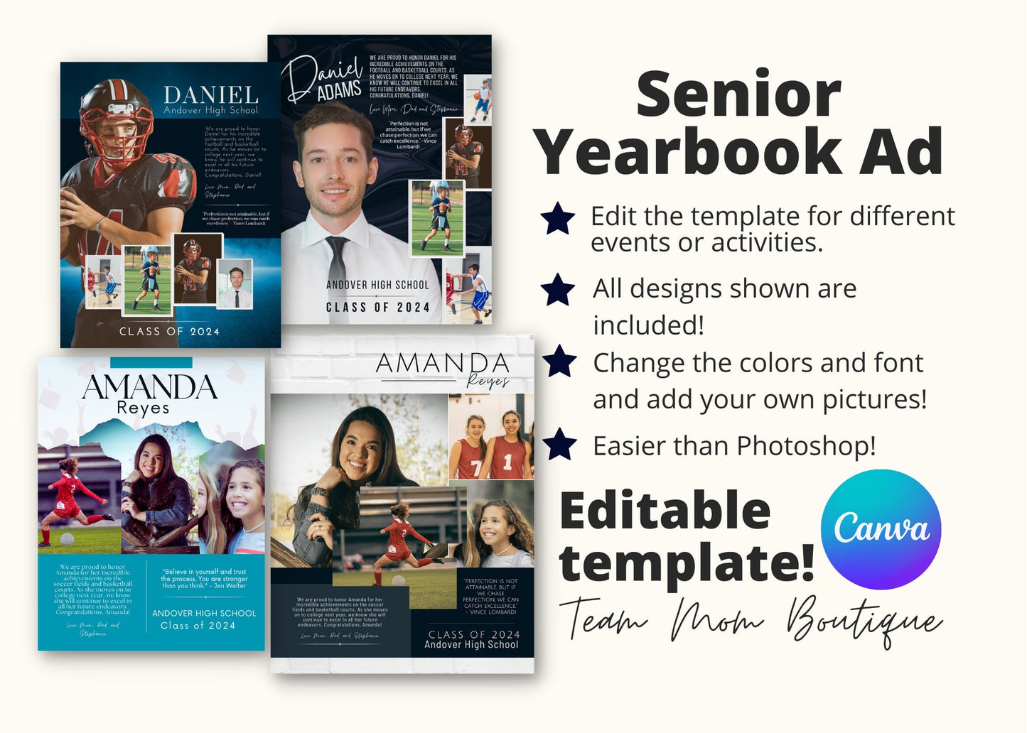 Customizable Yearbook Ad Template | Editable Dedication Page | Personalized Yearbook Message | Instant Download