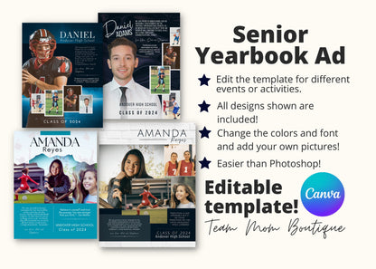 Customizable Yearbook Ad Template | Editable Dedication Page | Personalized Yearbook Message | Instant Download