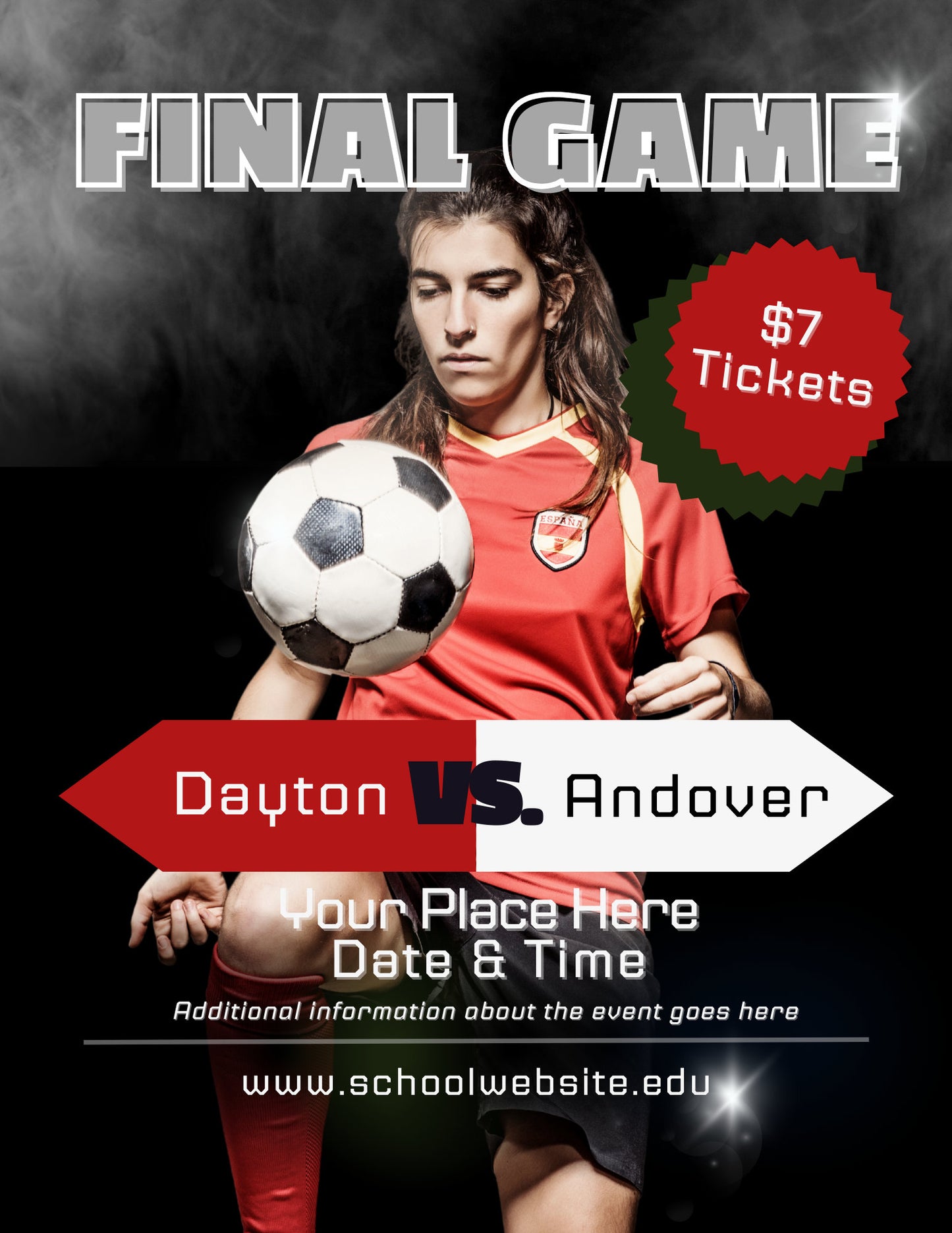 Soccer Flyer Template| Editable Soccer Template | Canva Template| Soccer Game Day Template