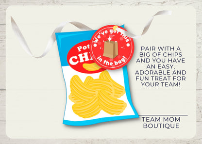 Team Snack Bag Gift Tag - We've Got This in the Bag - Sports Team Motivation - Potato Chip Favor Label - Team Mom Gift