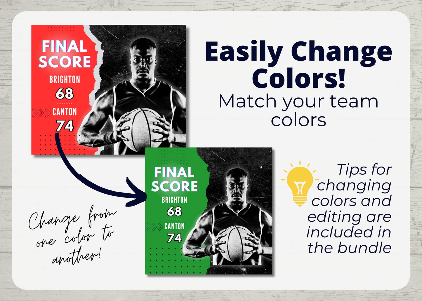 Final Score Social Media Template| Team Instagram Post| Final Score Facebook post