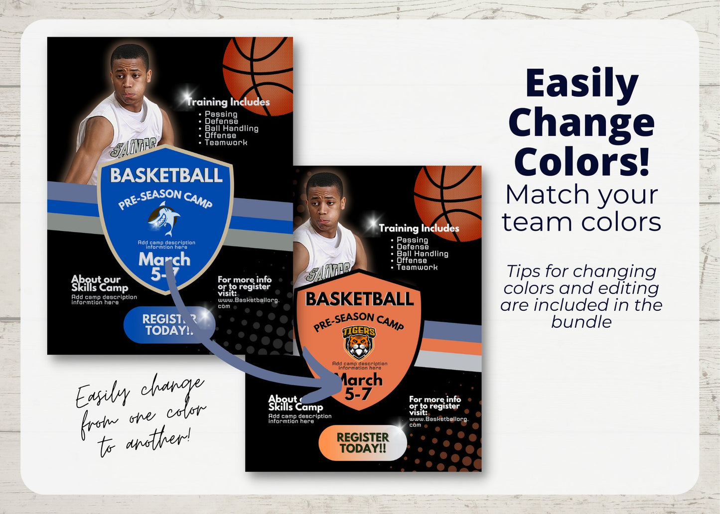 Customizable Basketball Team Flyer Template | Editable 8.5x11 Canva Design