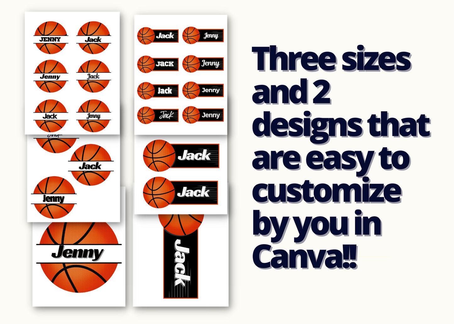 Customizable Basketball Name Tag Templates | Basketball Printables | Basketball Team Ideas | Basketball Gift Tags