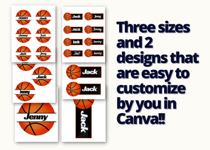 Customizable Basketball Name Tag Templates | Basketball Printables | Basketball Team Ideas | Basketball Gift Tags