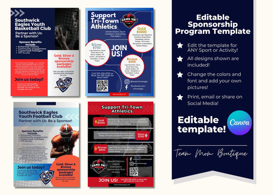 Customizable Sponsorship Template for Teams & Programs - Editable Canva Design