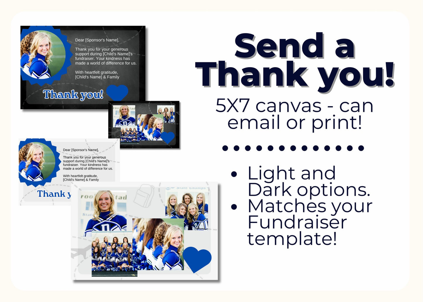 Sponsor My Trip: Cheerleader Fundraising Pack - Editable Canva Templates & Google Sheets Tracker for Competition Trips