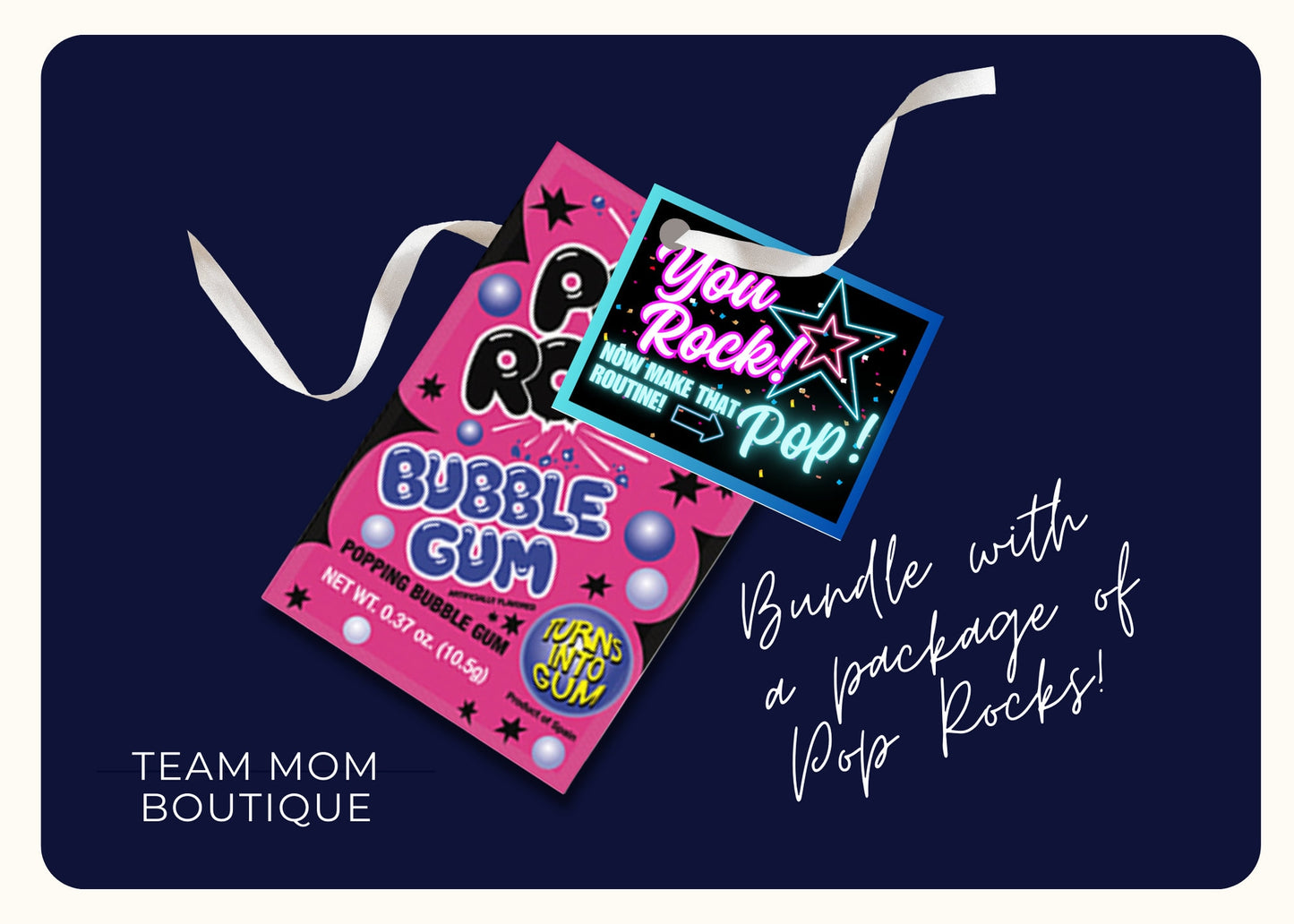 Cheer/Dance Candy Gift Tags - 'You Rock, Now Make that Routine Pop!' - Pop Rocks Companion - 7 Color Combos - Digital Download