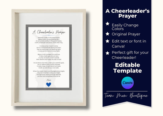 Cheerleader's Prayer, Customizable Team Spirit Poem Printable