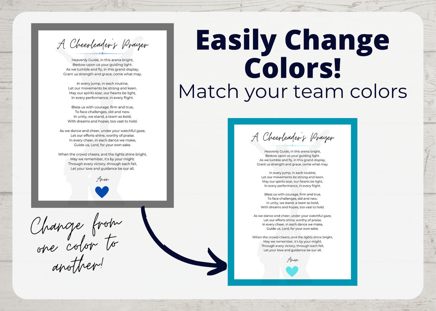 Cheerleader's Prayer, Customizable Team Spirit Poem Printable