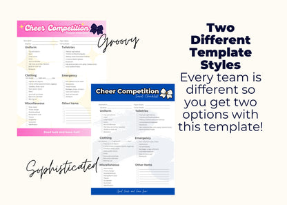 Editable Cheer Competition Checklist, Cheer Comp Packing List, Travel Checklist for Cheer